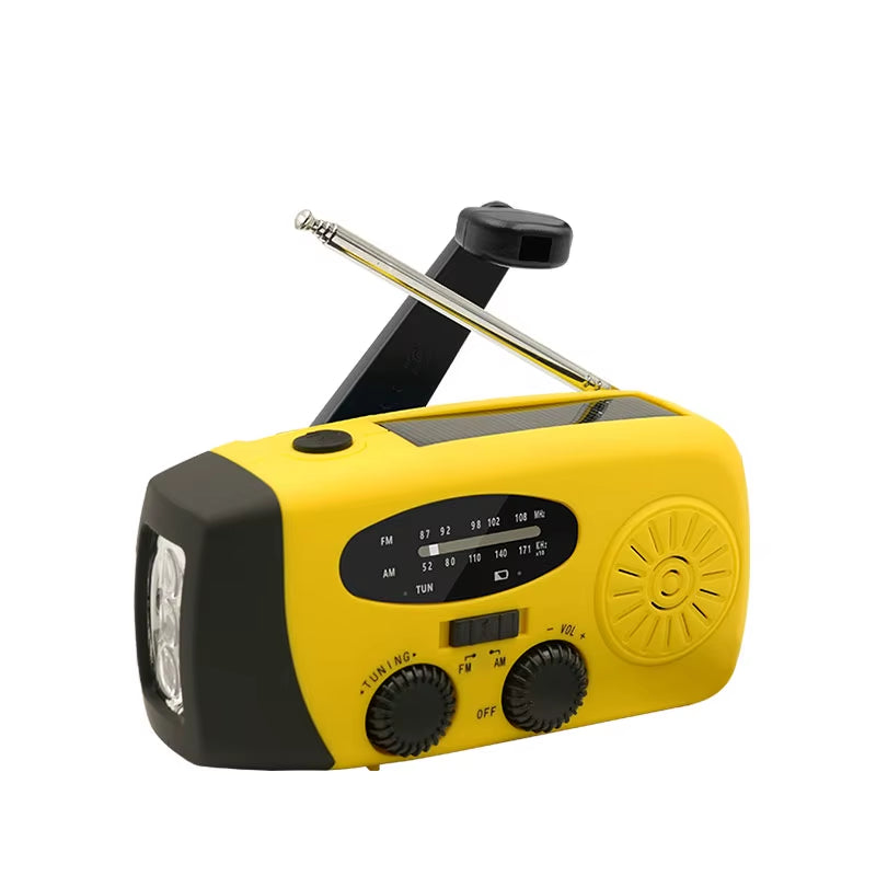 Emergency Portable Radio 2000Mah Solar Hand Crank Cell Phone Charger AM/FM Radio LED Flashlight Outdoor Indoor Light Night