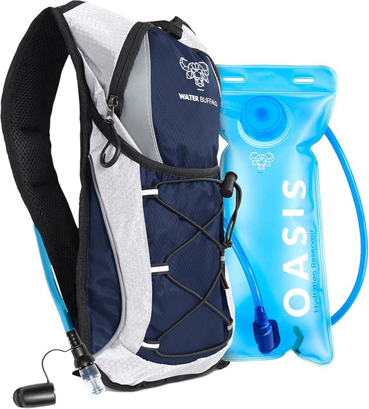 Hydration Backpack & 2L Hydration Bladder - High Flow Bite Valve - Hydration Pack for Cycling, Running, Hiking