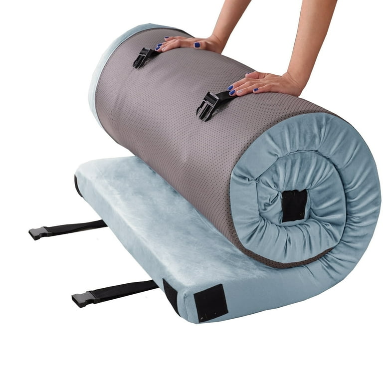 Certipur-Us Memory Foam Camping Mattress, Portable Roll up Travel Car Camping Mattress Sleeping Pad & Floor Mattress, Cot Mattress Guest Bed for Sleepover with Waterproof Cover.