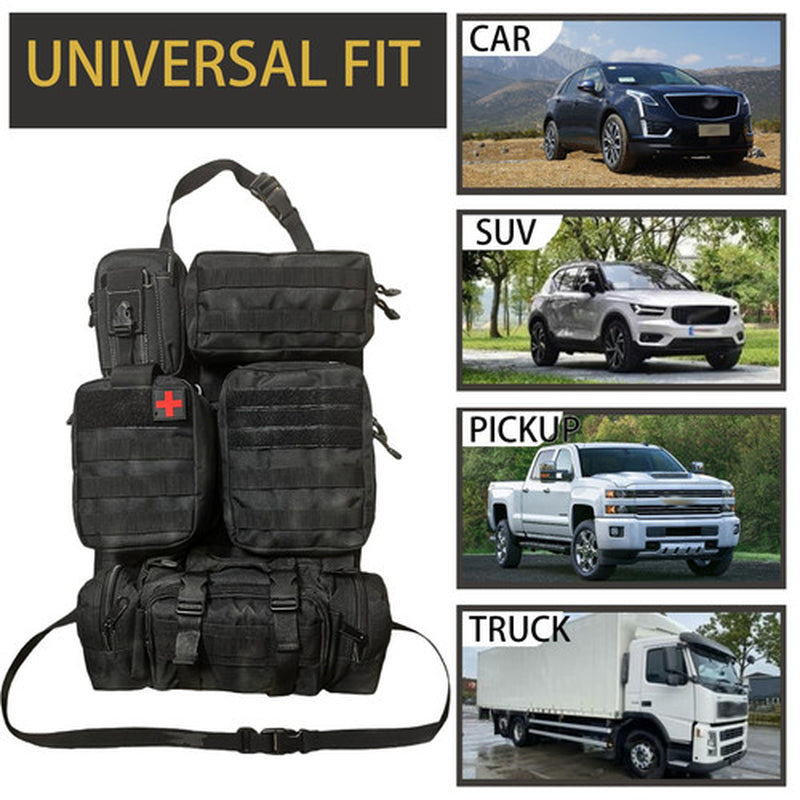 Tactical Car Seat Back Organizer with 5 Detachable Pouches Upgrade Tactical M...