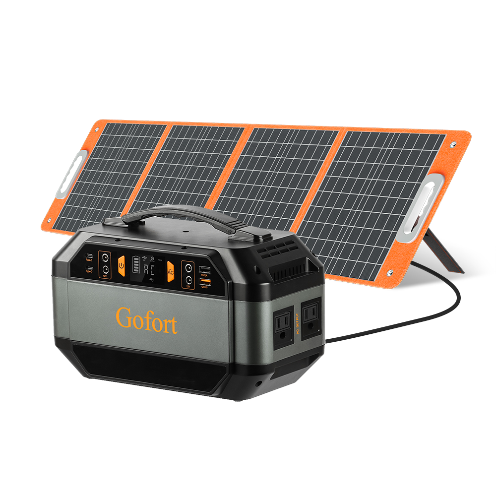 GOFORT 33W Portable Power Station; 299Wh Solar Generator Backup Power Compatible with 1W 18V Portable Solar Panel; Foldable Solar Charger with USB; 18V DC; QC 3. Output