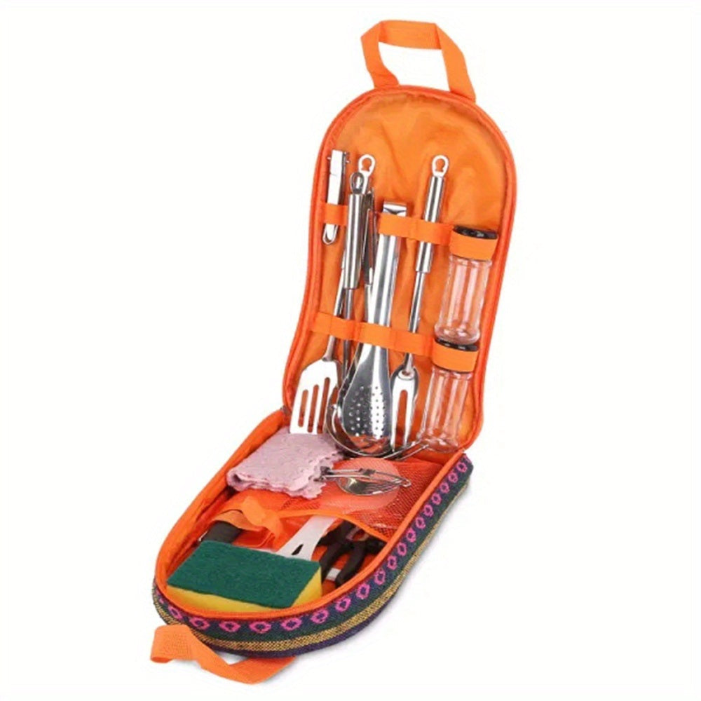 19Pcs Camping Cooking Utensil Kit Portable Picnic Cookware Outdoor Kitchen Equipment Gear Campfire Barbecue Appliances with Storage Bag - Survivors City