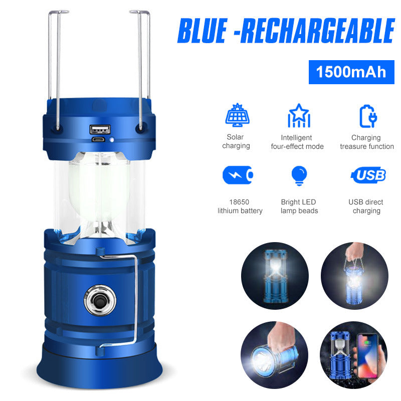 Solar LED Camping Light Portable Camping Lamp USB Rechargeable Flashlight Emergency Tent Lamp Torch Waterproof Lighting Outdoor