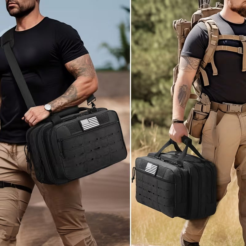 CVLIFE Gun Range Bag Gun Case Bag Pistol Case Handgun Hunting Bag Pistol Bag Gun Carrying Case, Gun Bags for Handguns, Lockable 3 Compartments for Outdoor Hunting Shooting Range