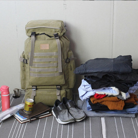 60L Large Military Bag Canvas Backpack