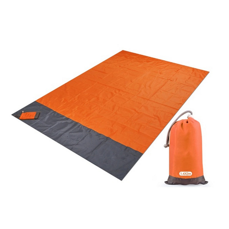 2x2.1m/ 6.4x6.4 feet Waterproof Pocket Beach Blanket Folding Camping Mat Mattress Portable Lightweight Mat Outdoor Picnic Mat Sand Beach Mat