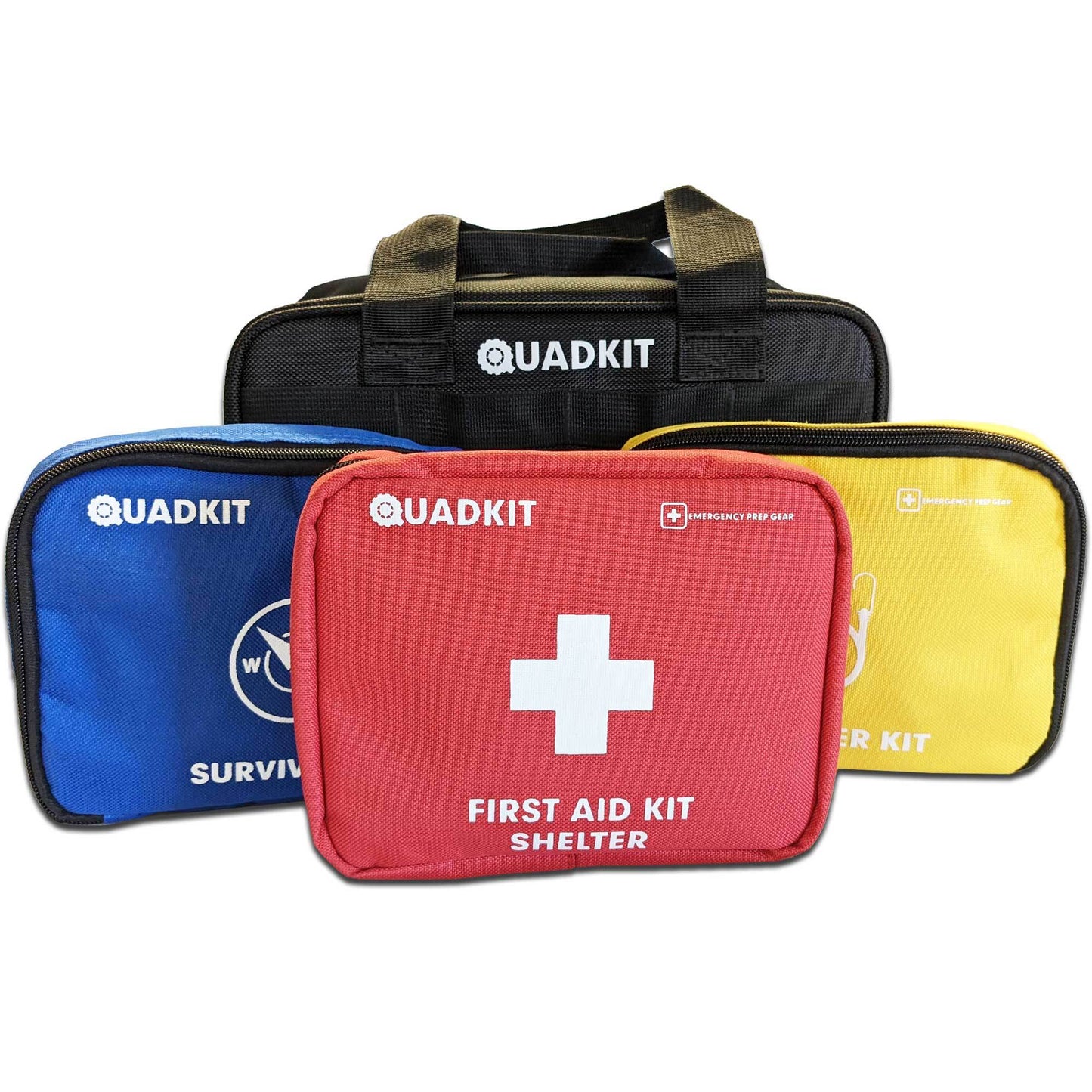 QUADKIT ATV Emergency Kit (106 Essential Items) for ATV; UTV; SxS; 4 Wheelers; Quads; Side by Sides; 4x4s; Off-Road | 4-in-1 Kit: Auto Kit; First Aid Kit; Survival Kit; Fastener Kit