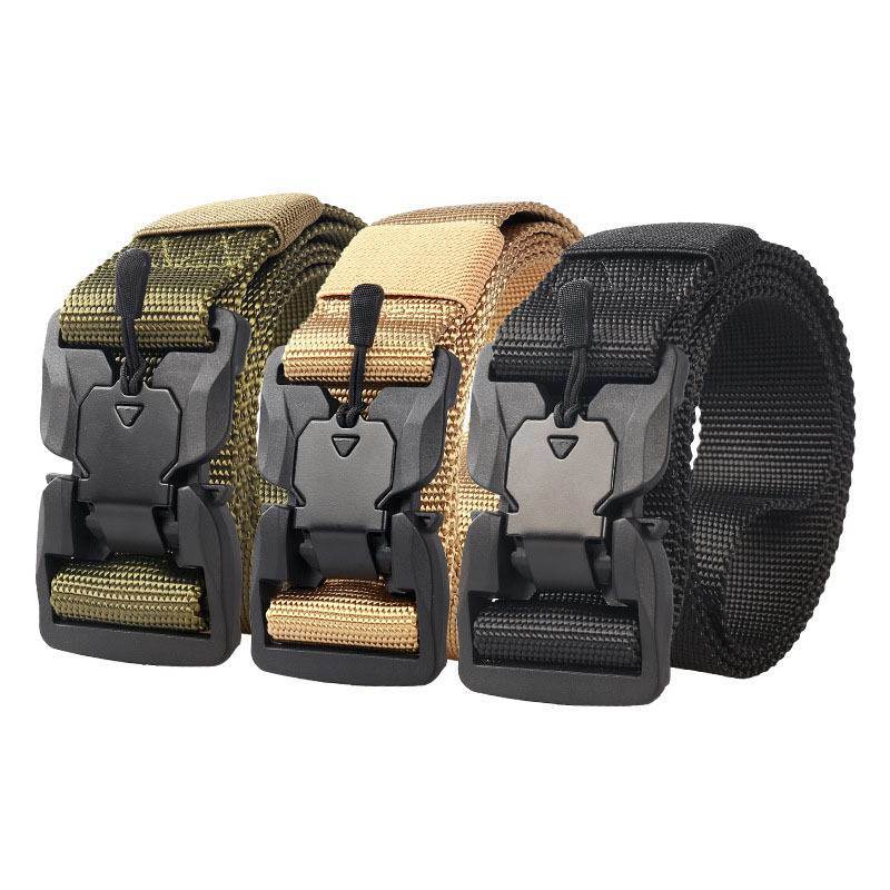New Tactical Belt Quick Release Magnetic Buckle Military Belts Soft Real Nylon Sports Accessories