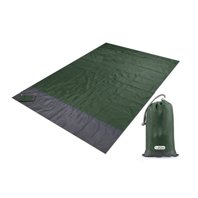 2x2.1m/ 6.4x6.4 feet Waterproof Pocket Beach Blanket Folding Camping Mat Mattress Portable Lightweight Mat Outdoor Picnic Mat Sand Beach Mat