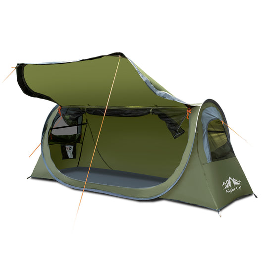 Night Cat Pop-up Camping Tent: 1 Person High Quality Instant Easy Setup Tunnel Tent