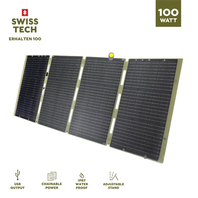 100W Foldable Solar Panel, USB-A and USB-C, Phone Charger, Waterproof, Emergency, Solar Panel Only