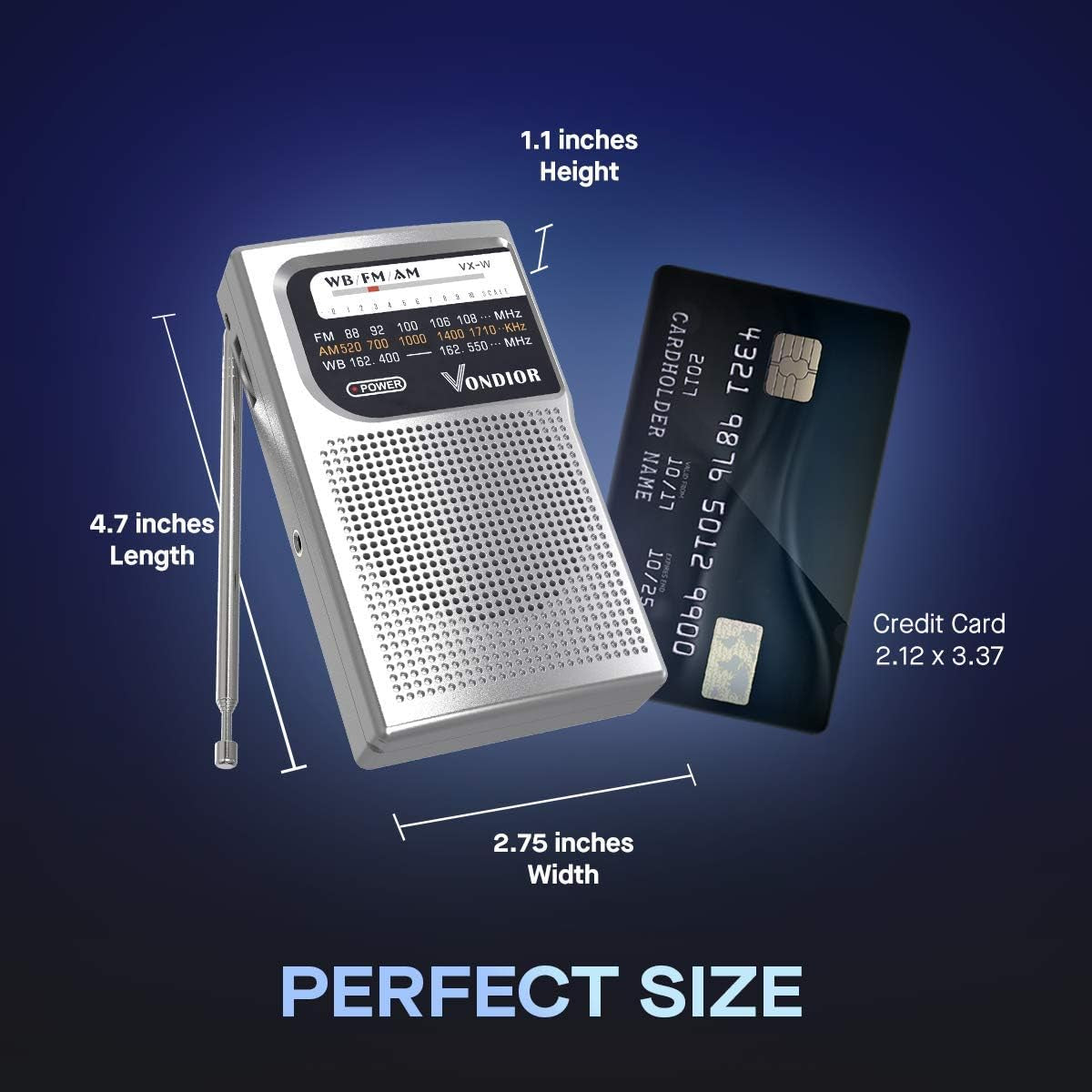 NOAA Weather Radio - Emergency NOAA/AM/FM Battery Operated Portable Radio with Best Reception and Longest Lasting Transistor. Powered by 2 AA Battery with Mono Headphone Socket, by  (Silver)