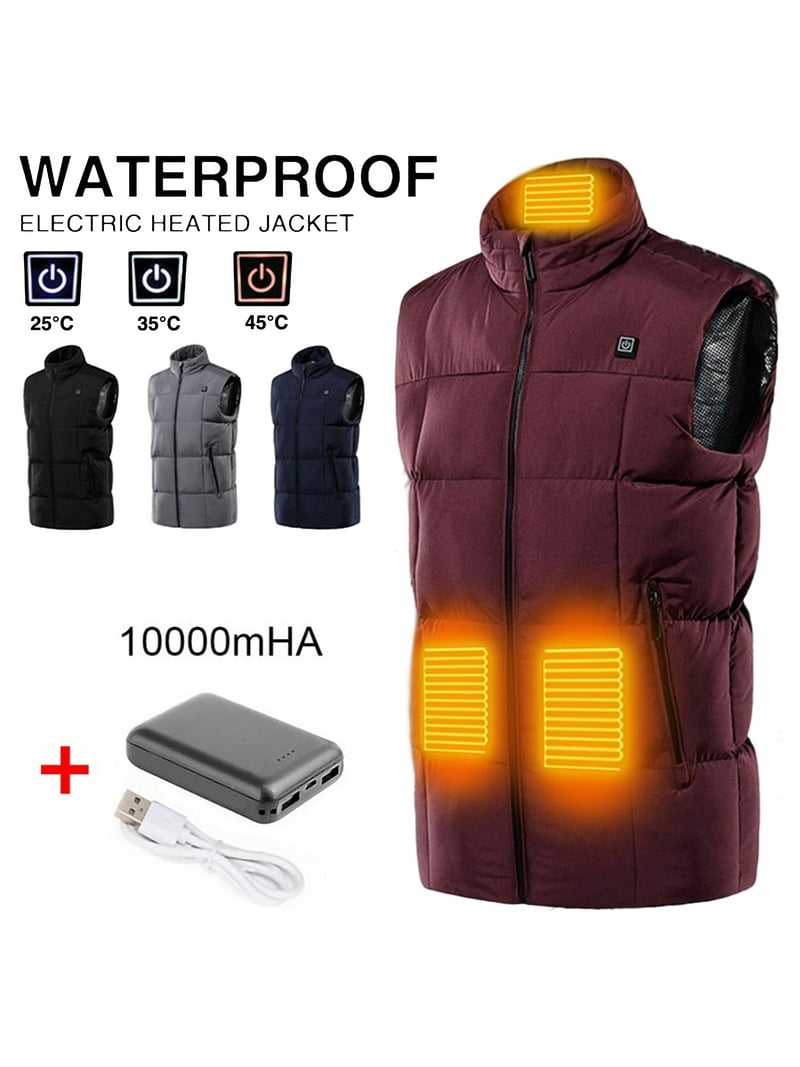 Men Winter Outdoor USB Infrared Heating Hooded Jacket