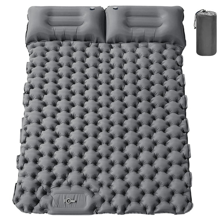 Double Camping Sleeping Pad Self Inflating Camping Mattress with Pillows 2 Person Camping Bed for Backpacking Black