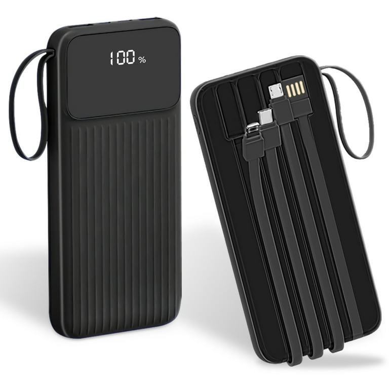 PD22.5W Fast Charger 2mAh Fast Charging Power Bank Portable Charger with 4 Inbuilt Cables Digital Display Handle Fit For IOSPhone 15/14 Android And More
