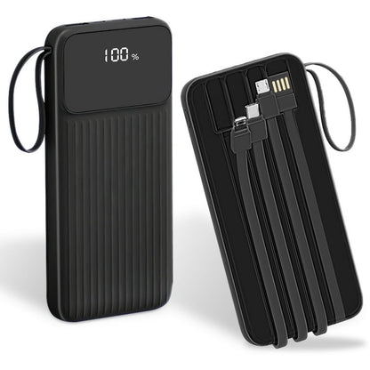 PD22.5W Fast Charger 2mAh Fast Charging Power Bank Portable Charger with 4 Inbuilt Cables Digital Display Handle Fit For IOSPhone 15/14 Android And More