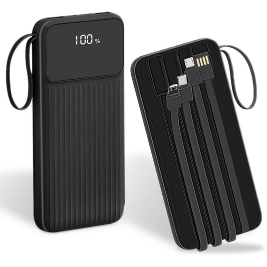 PD22.5W Fast Charger 2mAh Fast Charging Power Bank Portable Charger with 4 Inbuilt Cables Digital Display Handle Fit For IOSPhone 15/14 Android And More