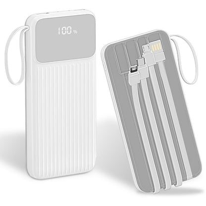 PD22.5W Fast Charger 2mAh Fast Charging Power Bank Portable Charger with 4 Inbuilt Cables Digital Display Handle Fit For IOSPhone 15/14 Android And More