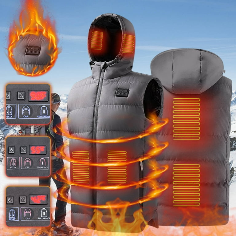 Men Winter Outdoor USB Infrared Heating Hooded Jacket