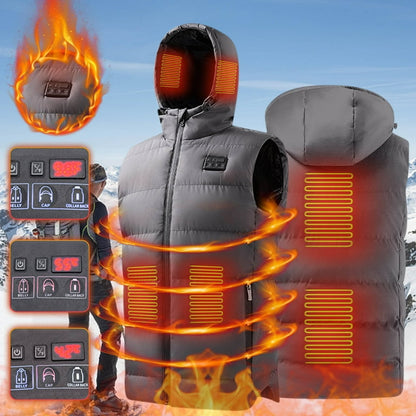 Men Winter Outdoor USB Infrared Heating Hooded Jacket