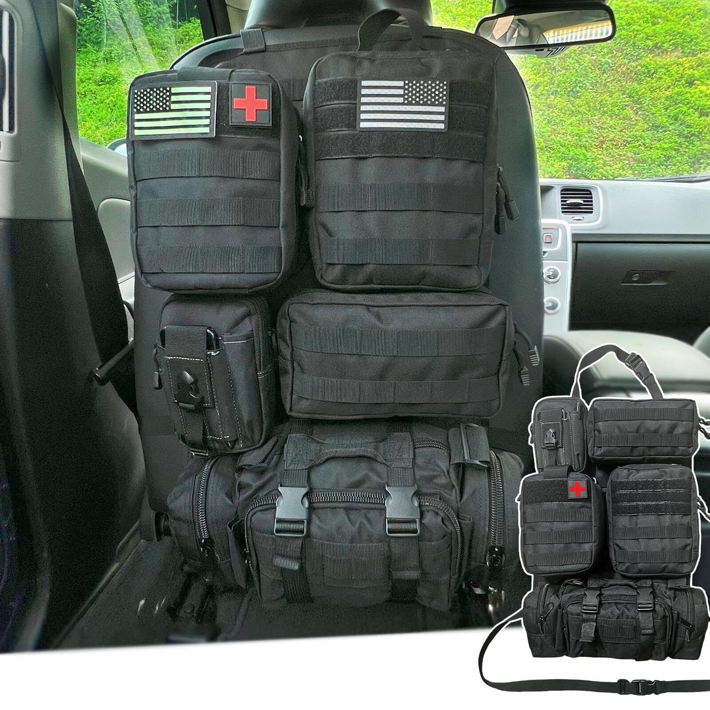 Tactical Car Seat Back Organizer with 5 Detachable Pouches Upgrade Tactical M...