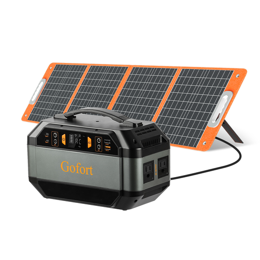 GOFORT 33W Portable Power Station;  299Wh Solar Generator Backup Power Compatible with 1W 18V Portable Solar Panel;  Foldable Solar Charger with USB;  18V DC;  QC 3. Output