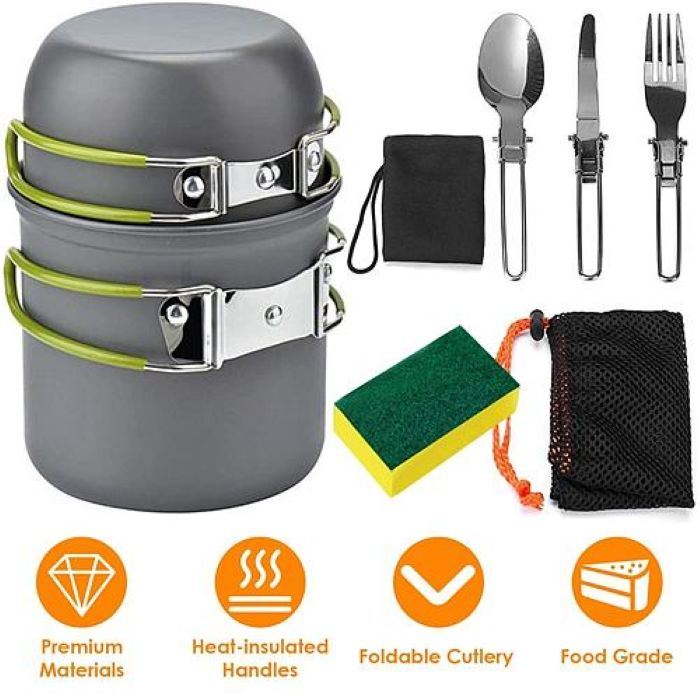 Outdoor Hiking Picnic Camping Cookware Set Picnic Stove Aluminum Pot Pans Kit - Survivors City