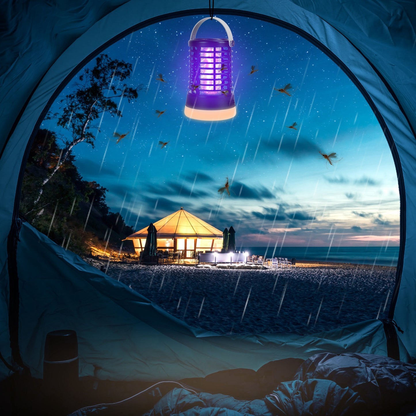 4 In 1 Bug Zapper Light Rechargeable Mosquito Zapper for Indoor Outdoor Waterproof Mosquito Killer Lamp with 3 Lighting Modes for Patio Yard Home