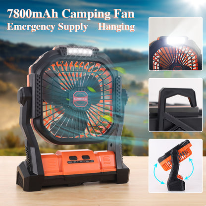 7800mAh Portable Camping Fan Rechargeable Multifunctional Mini Fan USB Outdoor Hang Ceiling Fan Led Light Desktop Fan Power Bank - Survivors City