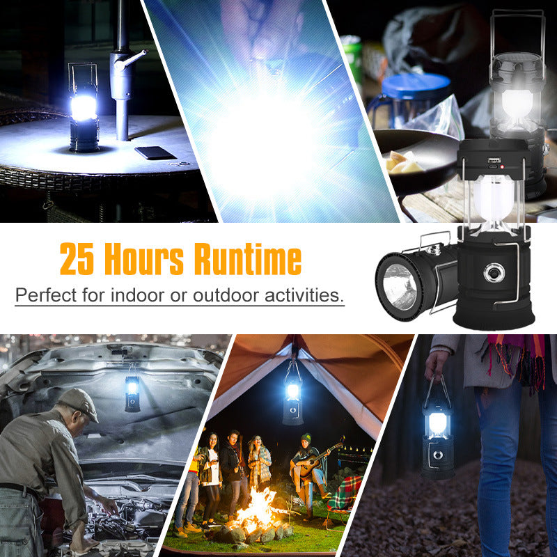 Solar LED Camping Light Portable Camping Lamp USB Rechargeable Flashlight Emergency Tent Lamp Torch Waterproof Lighting Outdoor