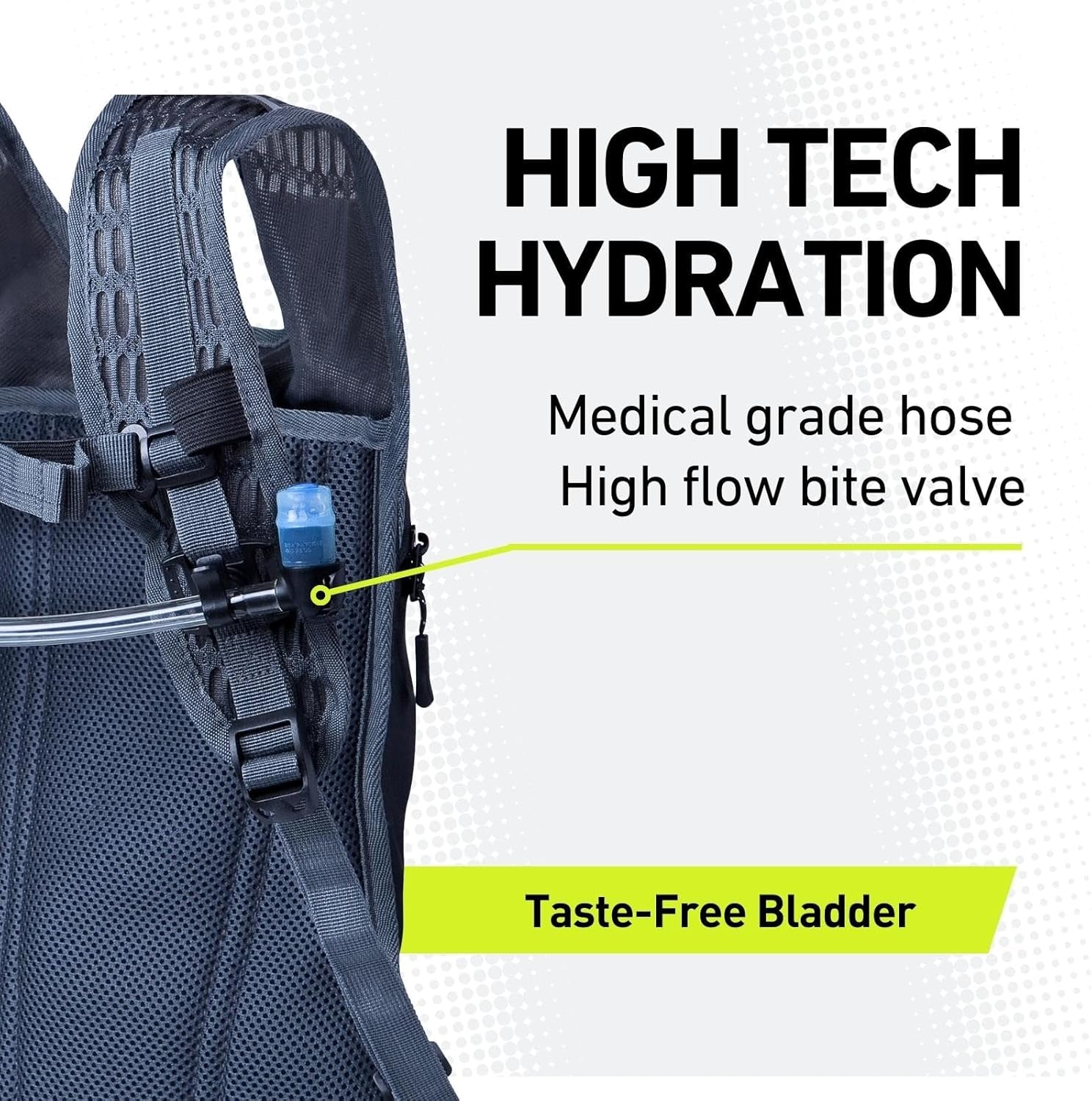 Hydration Backpack & 2L Hydration Bladder - High Flow Bite Valve - Hydration Pack for Cycling, Running, Hiking