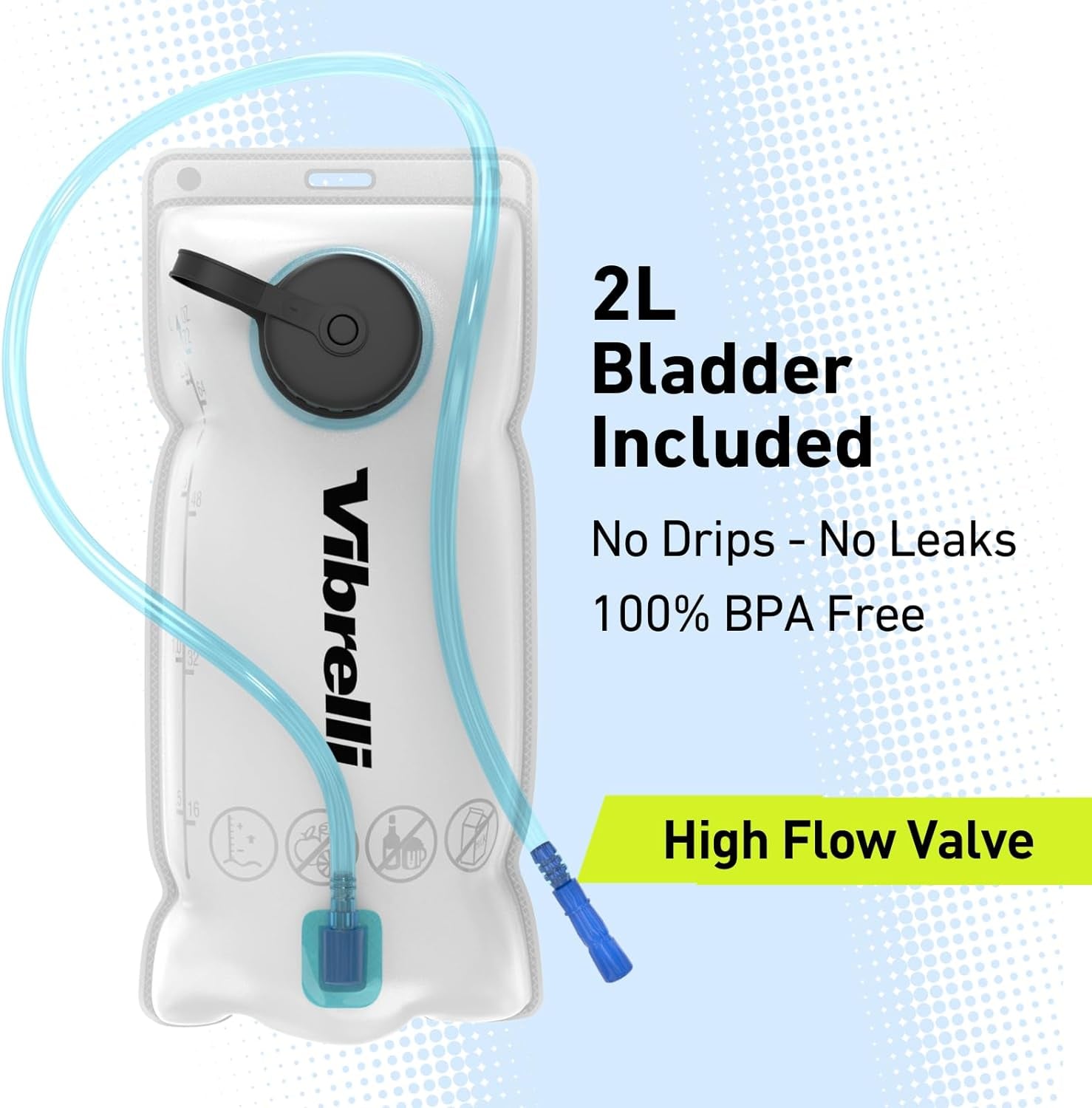 Hydration Backpack & 2L Hydration Bladder - High Flow Bite Valve - Hydration Pack for Cycling, Running, Hiking