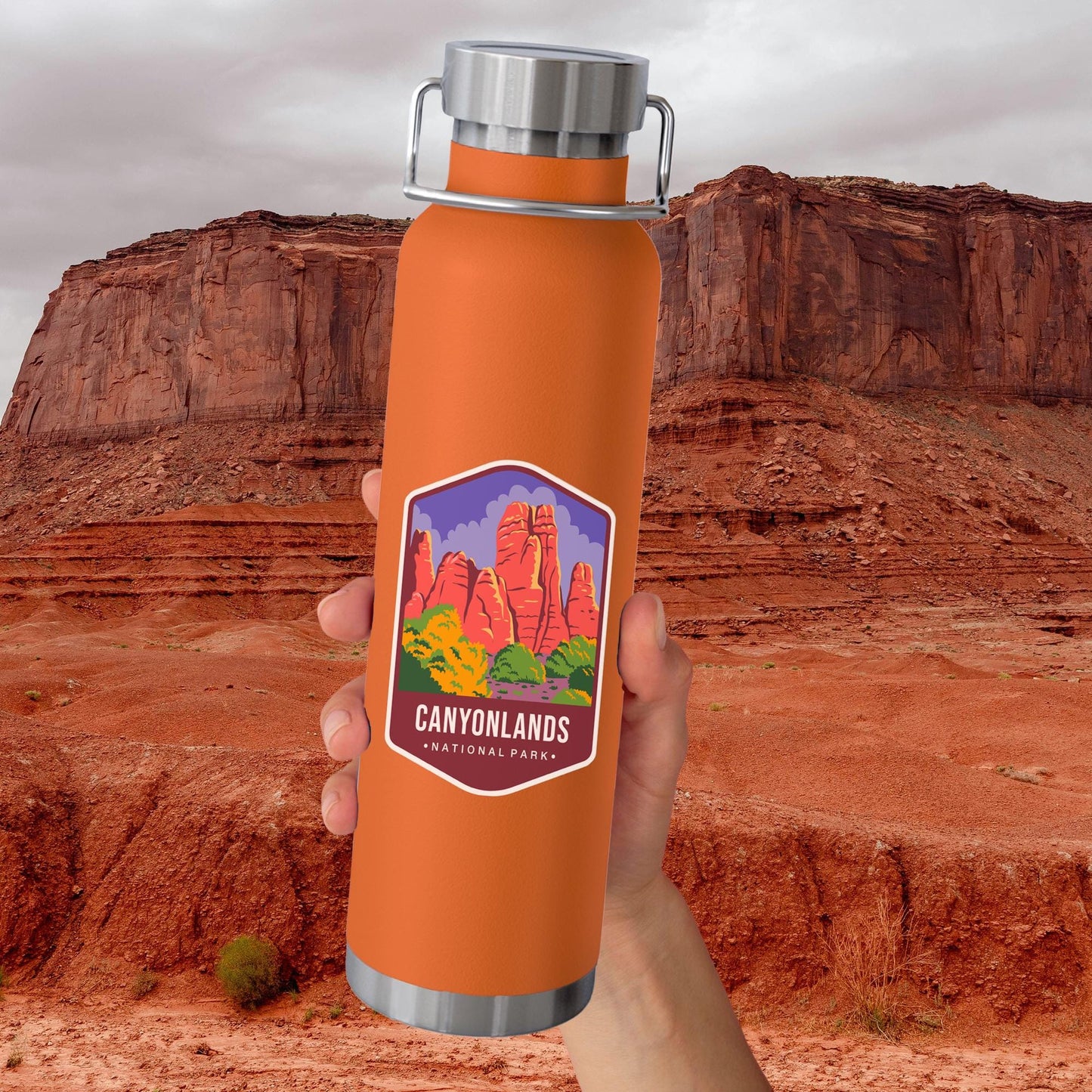 National Parks Water Bottle with 63 Park Stickers Suitable for Hiking, Camping, Travel - 18/8 Stainless Steel Insulated with Straw & Lids, Leakproof Wide Mouth Bottle, Gift for & Sold