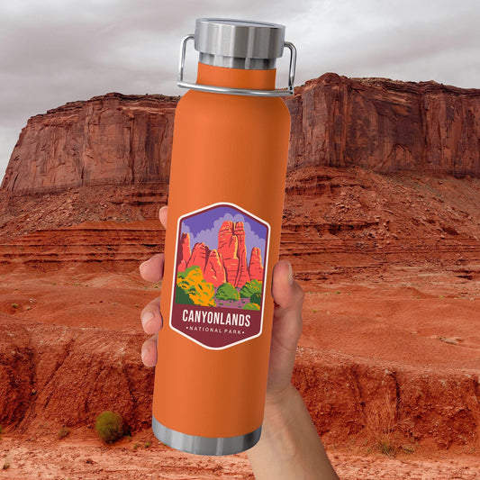 National Parks Water Bottle with 63 Park Stickers Suitable for Hiking, Camping, Travel - 18/8 Stainless Steel Insulated with Straw & Lids, Leakproof Wide Mouth Bottle, Gift for & Sold