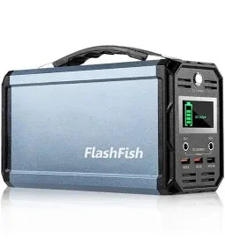 Flashfish 56W Portable Power Station;  52Wh/144mAh Solar Generator Backup Power with 2x11V/56W AC Outlets;  5xDC Output and 4xUSB Outputs;  Lithium Battery pack Lithium Battery Pack