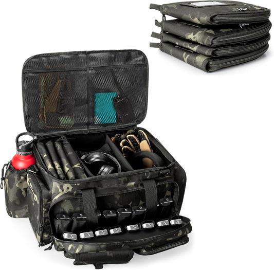 Tactical Bag Designed for Four Handguns, Featuring a Shooting Range Bag with Six Magazine Slots And Additional Compartments for Ammunition And Other Necessities