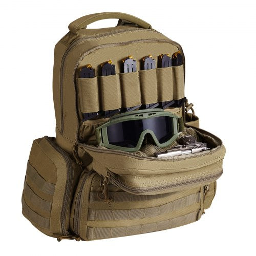 VEVOR Tactical Range Backpack for 6 Pistols Gun Backpack Brown - Survivors City
