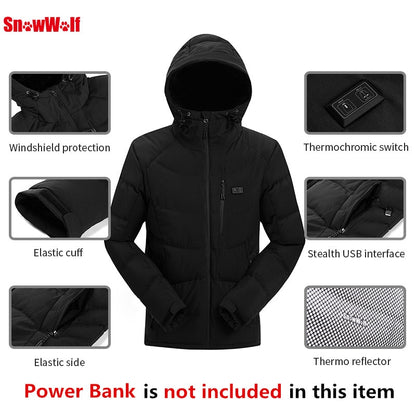 Men Winter Outdoor USB Infrared Heating Hooded Jacket - Survivors City