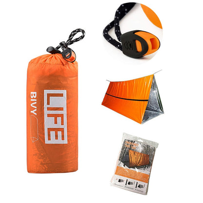 2Person Emergency Shelter Waterproof Thermal Blanket Rescue Survival Kit SOS Sleeping Bag Survival Tube Emergency Tent w Whistle - Survivors City