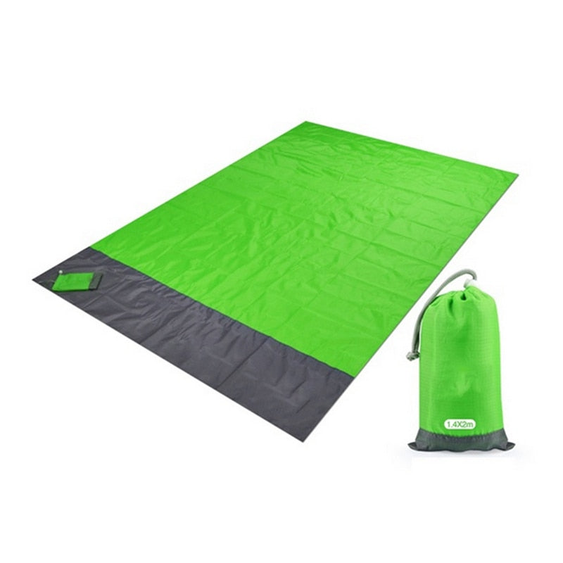 2x2.1m/ 6.4x6.4 feet Waterproof Pocket Beach Blanket Folding Camping Mat Mattress Portable Lightweight Mat Outdoor Picnic Mat Sand Beach Mat