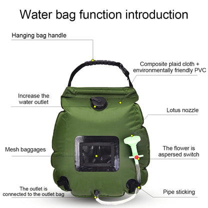20L Water Bags Outdoor Camping Shower Bag Solar Heating Portable Folding Hiking Climbing Bath Equipment Shower Head Switchable - Survivors City