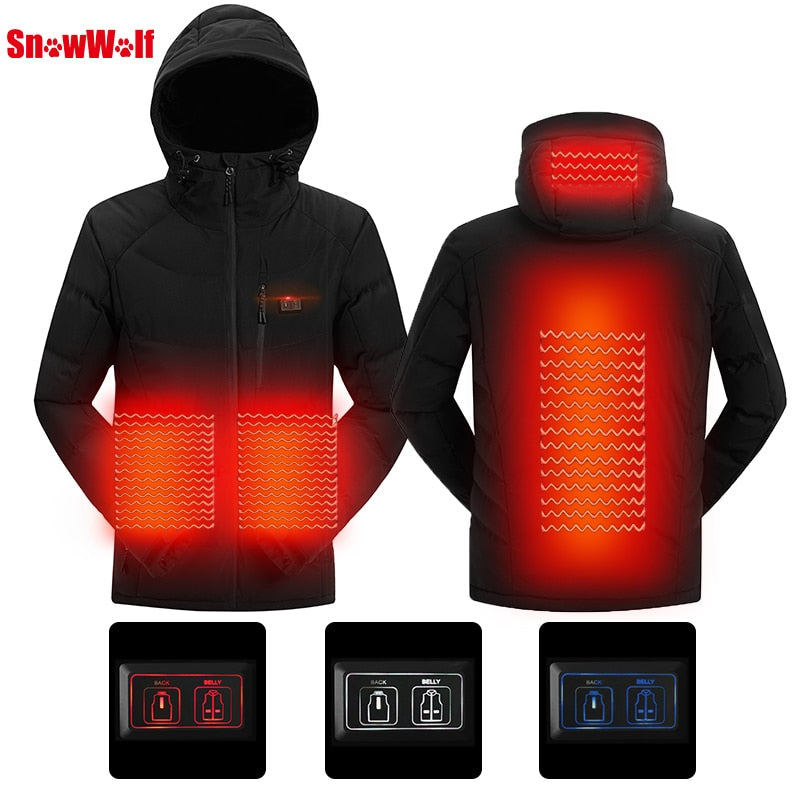 Men Winter Outdoor USB Infrared Heating Hooded Jacket - Survivors City