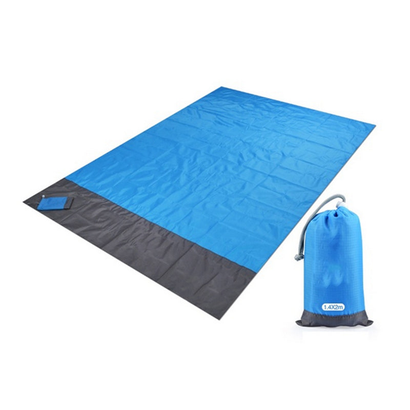 2x2.1m/ 6.4x6.4 feet Waterproof Pocket Beach Blanket Folding Camping Mat Mattress Portable Lightweight Mat Outdoor Picnic Mat Sand Beach Mat