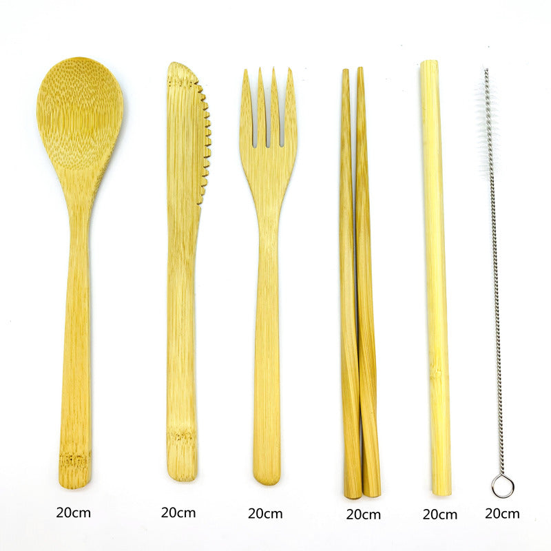 Bamboo Travel Utensils Sustainable Bamboo Cutlery Set Reusable Knife,Fork,Spoon,Biodegradable Straws Chopsticks Zero Waste Wrap - Survivors City
