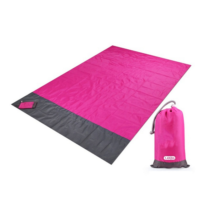 2x2.1m/ 6.4x6.4 feet Waterproof Pocket Beach Blanket Folding Camping Mat Mattress Portable Lightweight Mat Outdoor Picnic Mat Sand Beach Mat