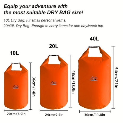 10L/20L/40L Dry Bag Dry Sack Waterproof Lightweight Portable; Dry Storage Bag To Keep Gear Dry Clean For Kayaking; Gym; Hiking; Swimming; Camping; Snowboarding; Boating; Fishing - Survivors City