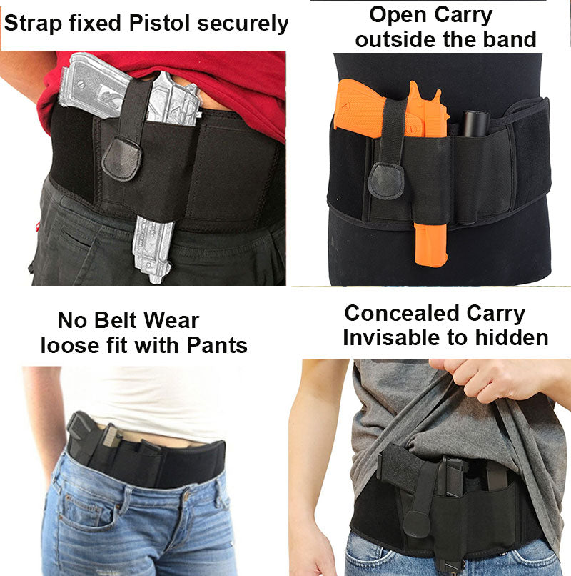 Tactical Gun Holster Concealed Pistol Holster Universal Right-hand Invisible Belly Band Elastic Waist Pistol Holder In Stock