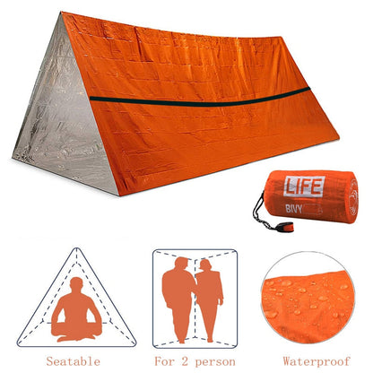 2Person Emergency Shelter Waterproof Thermal Blanket Rescue Survival Kit SOS Sleeping Bag Survival Tube Emergency Tent w Whistle - Survivors City